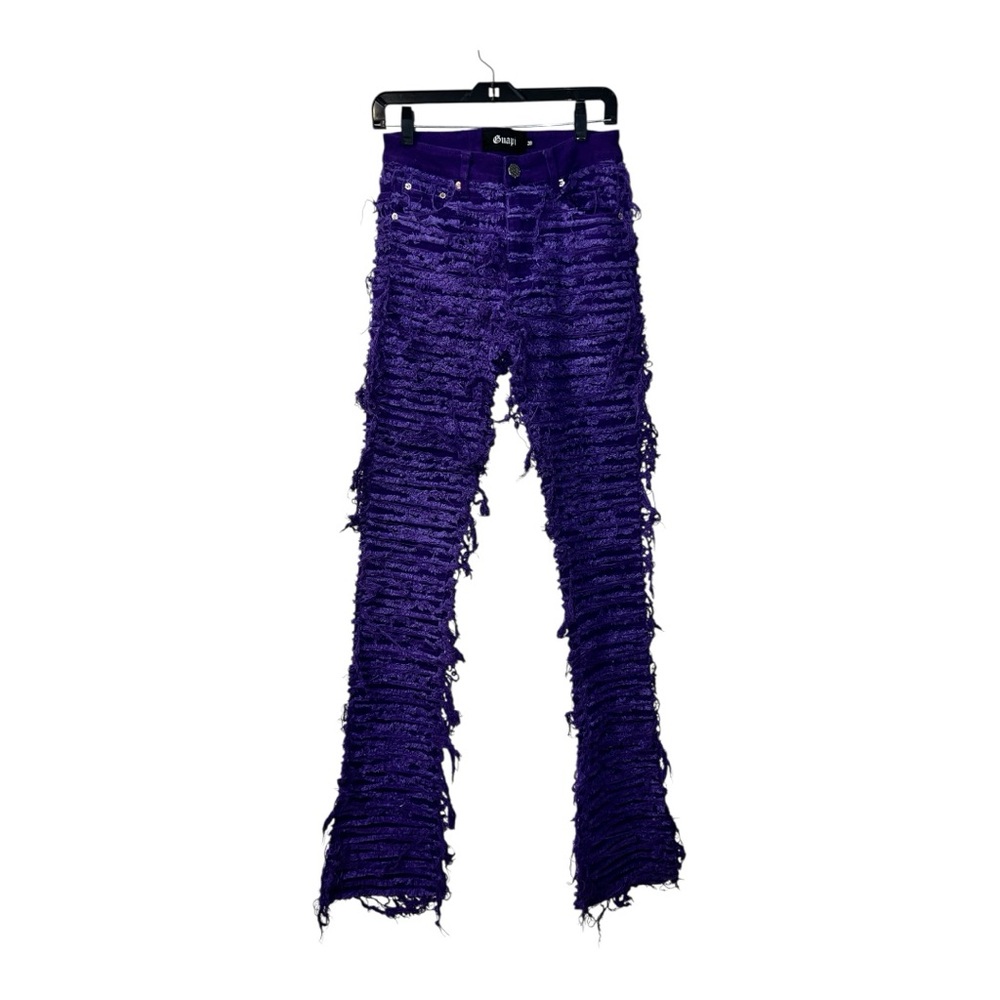 Guapi Jeans Mens 28 Purple Distressed Shredded Flare Pants
Brand New with Tags - Picture 4 of 13